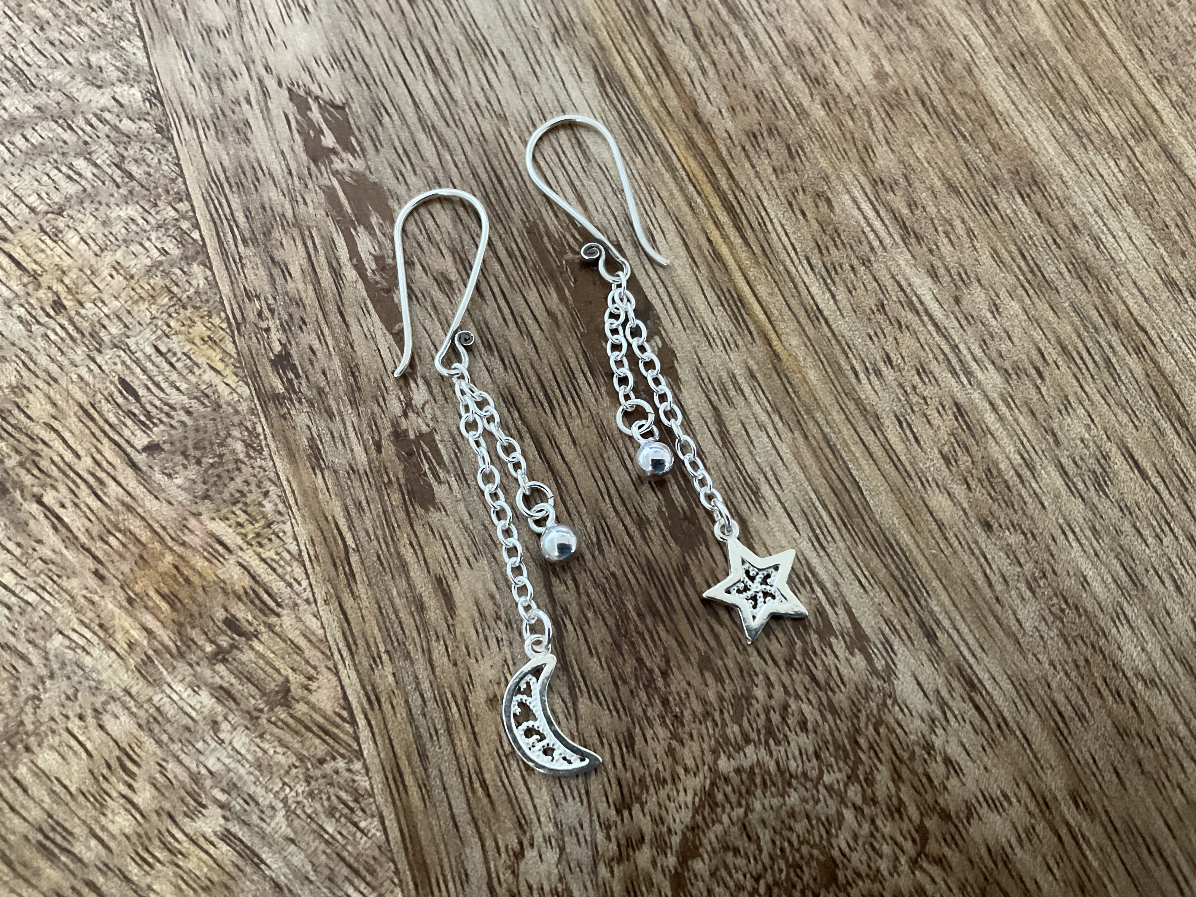 Moon & Star Tassel Earrings